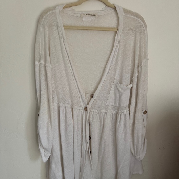 Free People We The Free Oversized White Sheer Knit Sweater | Size M - Picture 1 of 9